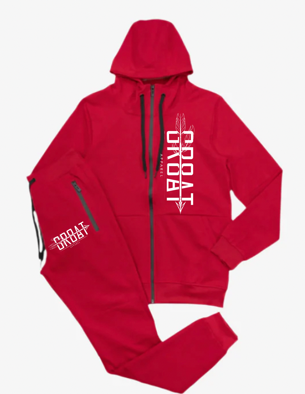 Conjunto de jogger con cremallera Gr8at (rojo)