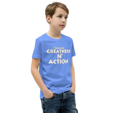 Load image into Gallery viewer, Youth Greatness N&#39; Action Statement T-Shirt (W.P)
