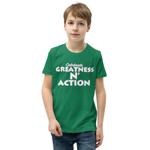 Load image into Gallery viewer, Youth Greatness N&#39; Action Statement T-Shirt (W.P)
