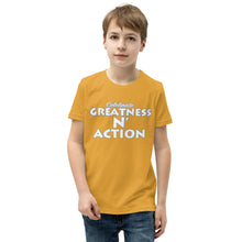 Load image into Gallery viewer, Youth Greatness N&#39; Action Statement T-Shirt (W.P)
